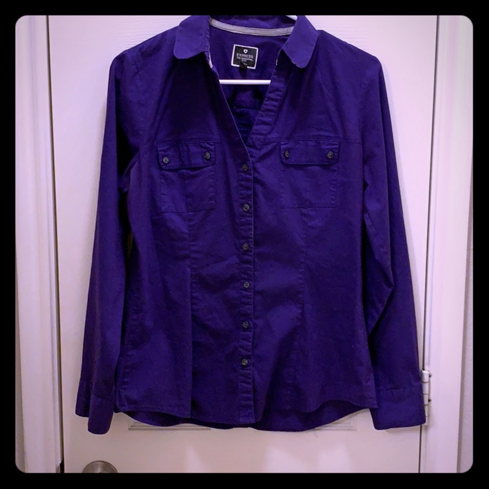 Essential Button Down Blouse w/ leopard print